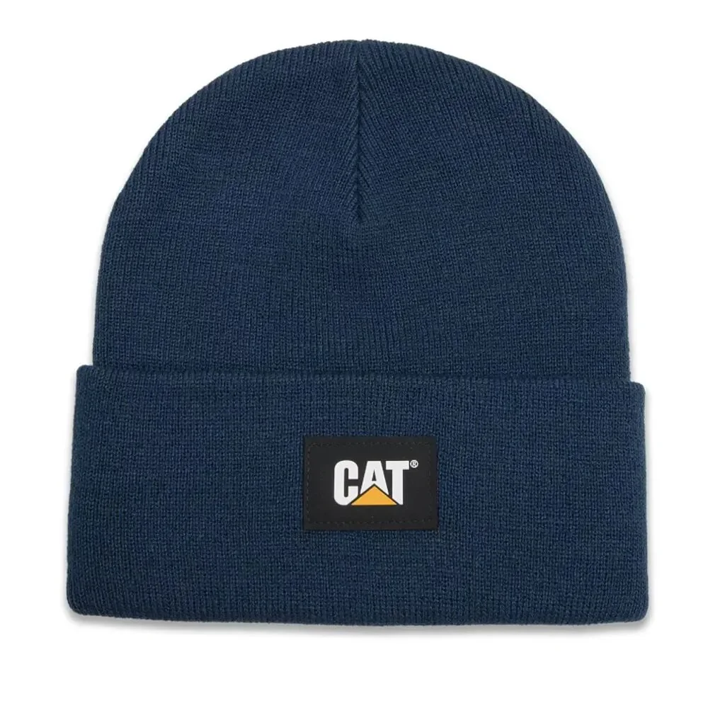 Caterpillar Cat Label Cuff Beanie Hat Detroit Blue